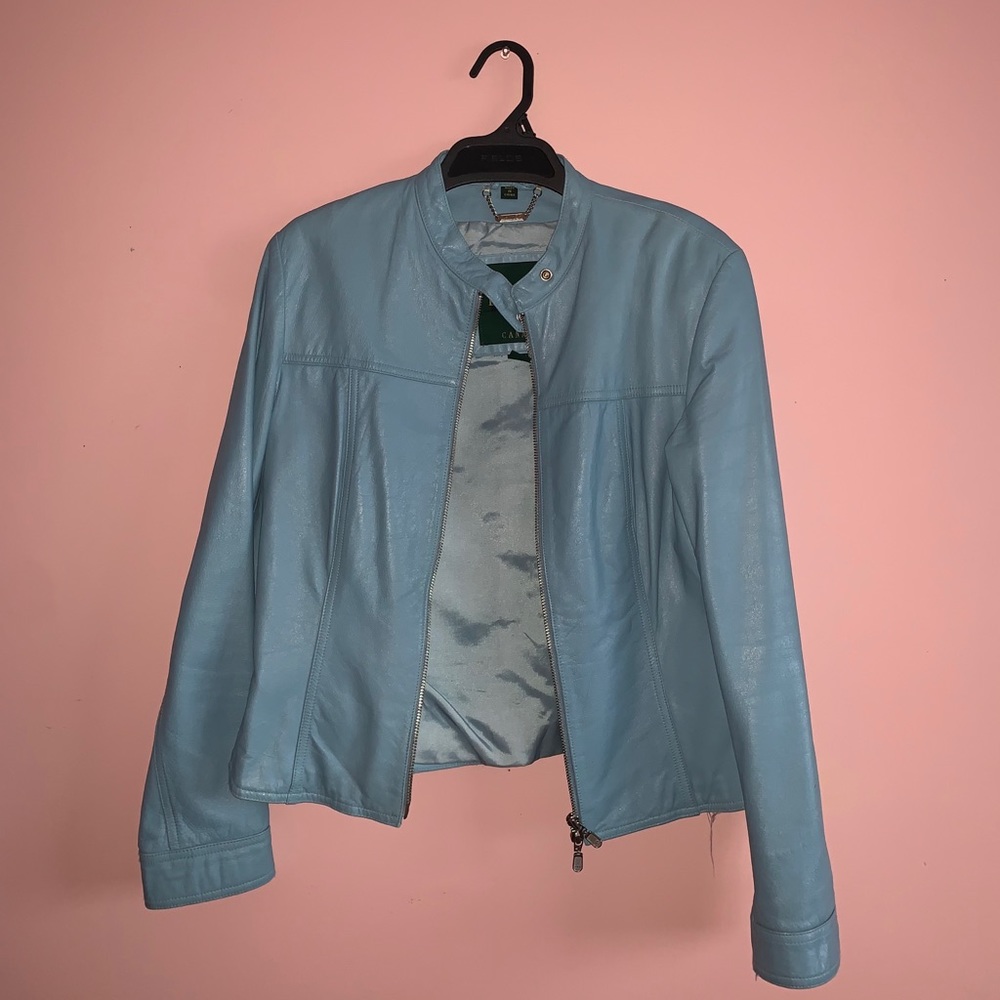 Light Blue Pleather Jacket